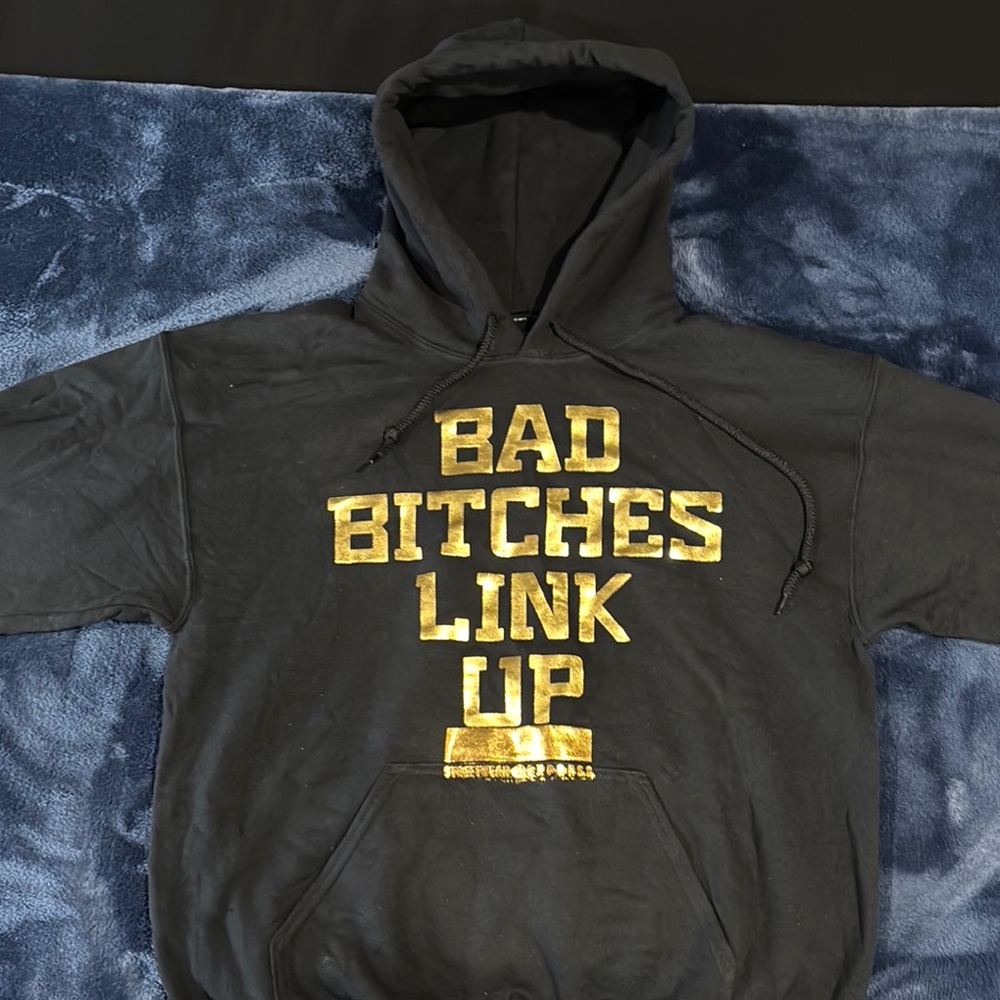 Black Hoodie with Gold Text
